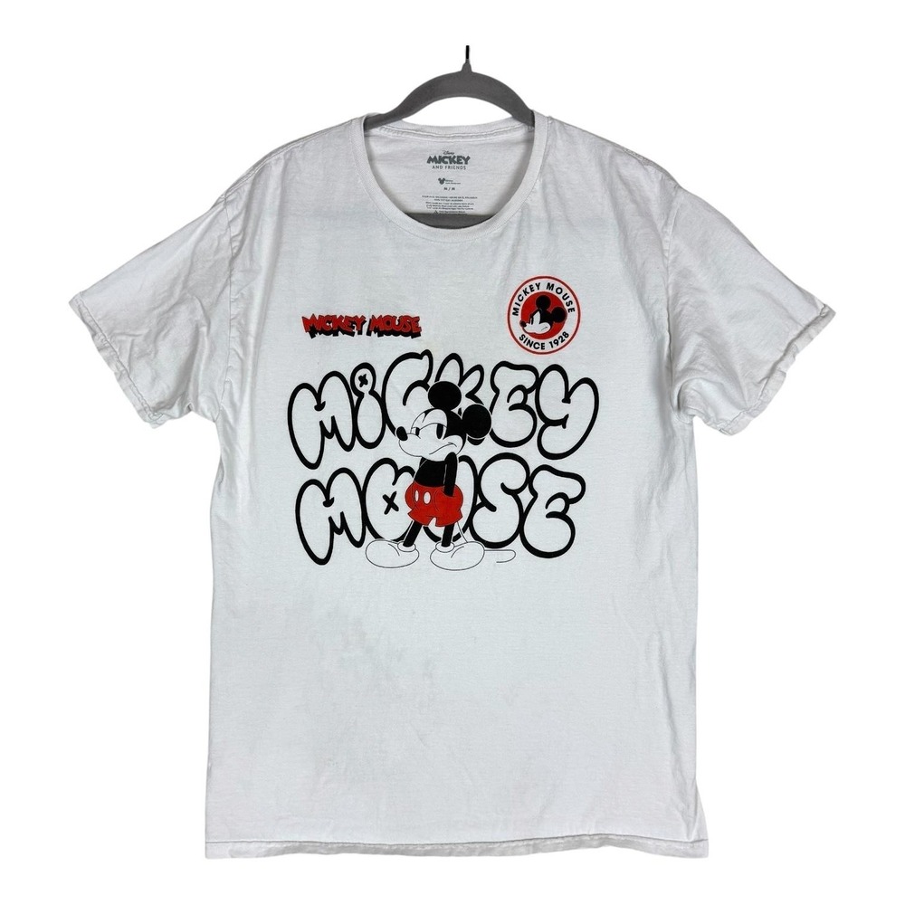 Disney Mickey Mouse Shirt Mens Medium White Since 1928 Graphic Tee Cartoon